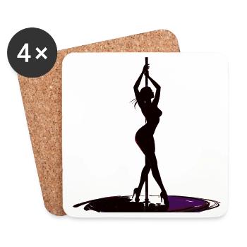 Pole Dance Silhouette Frau in High Heels Design - Untersetzer (4er-Set) - Weiß - Vorne