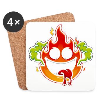 Monstre de Feu Fou - Dessous de verre (lot de 4) - blanc - Devant