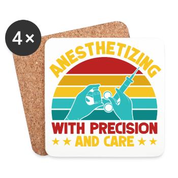 Anesthesiologist With Precision & Care Anesthesia - Coasters (set of 4) - white - Front