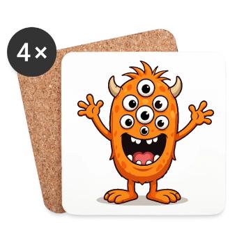 Orange monster with many eyes - Coasters (set of 4) - white - Front