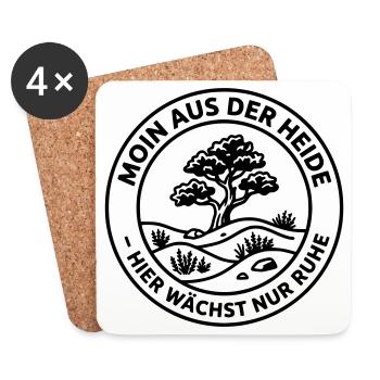 Moin aus der Heide  - Untersetzer (4er-Set) - Weiß - Vorne