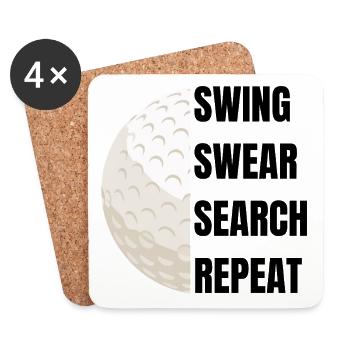 Swing Swear Search Repeat - Golf Slogan - Coasters (set of 4) - white - Front