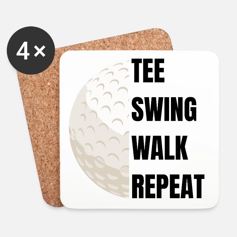 Tee Swing Walk Repeat - Golf slogan - Untersetzer (4er-Set) - Weiß