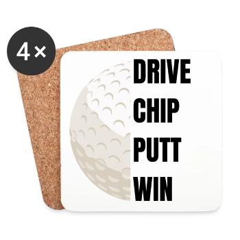 Drive Chip Putt Win - Golfslogan - Untersetzer (4er-Set) - Weiß - Vorne