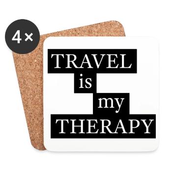 Travel Is My Therapy Reise Spruch - Untersetzer (4er-Set) - Weiß - Vorne