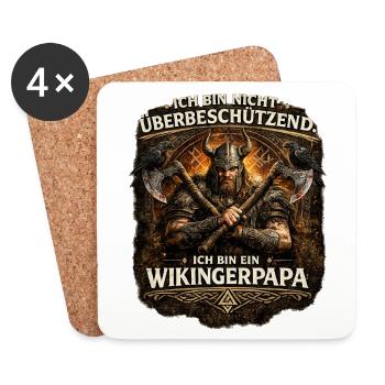 Ich bin nicht überbeschützend – Ich bin ein Wiking - Untersetzer (4er-Set) - Weiß - Vorne