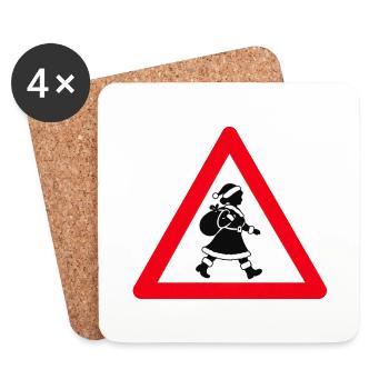 Weihnachtsfrau crossing - Untersetzer (4er-Set) - Weiß - Vorne