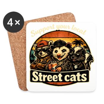 Unterstütze lokale Straßenkatzen - Untersetzer (4er-Set) - Weiß - Vorne