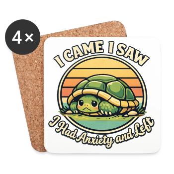I came saw left scared turtle - Coasters (set of 4) - white - Front