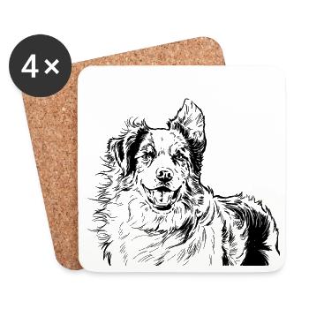 Australian Shepherd - Untersetzer (4er-Set) - Weiß - Vorne