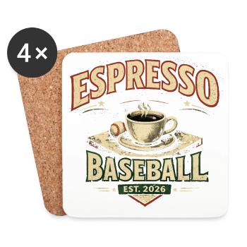 Espresso Baseball Est 2026 Retro Coffee Sport - Coasters (set of 4) - white - Front