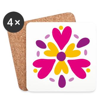 Yoga pink Herzen Mandala farbenfroh Love Yogi Deko - Untersetzer (4er-Set) - Weiß - Vorne