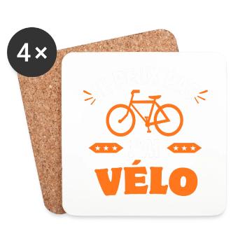 je peux pas j'ai vélo - Dessous de verre (lot de 4) - blanc - Devant
