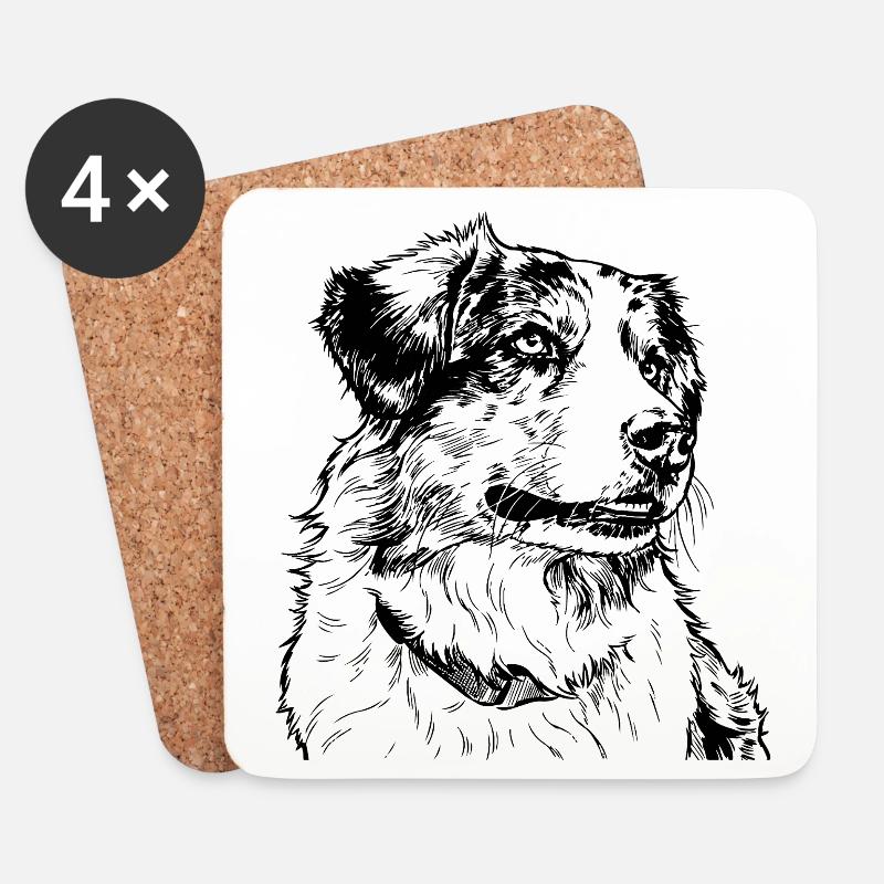 Australian Shepherd - Coasters (set of 4) - white