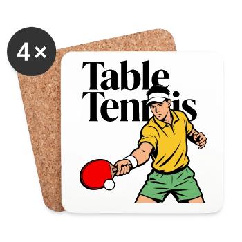 Tennis de table - Dessous de verre (lot de 4) - blanc - Devant