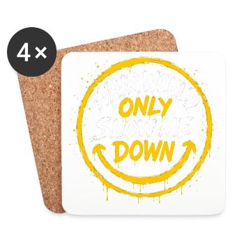 Hair Would Only Slow Me Down - Bald Smiley Humor - Coasters (set of 4) - white - Front