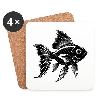 Poisson rouge - Dessous de verre (lot de 4) - blanc - Devant