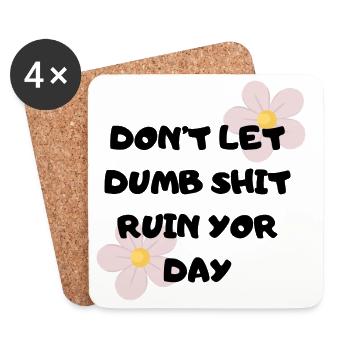 Pastel Blossoms Accent Handwriting - Coasters (set of 4) - white - Front