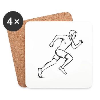Rennender Mann – Sport & Business - Illustration - Untersetzer (4er-Set) - Weiß - Vorne