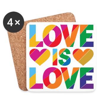 Pride Month LGBTQ - Love is Love - Coasters (set of 4) - white - Front