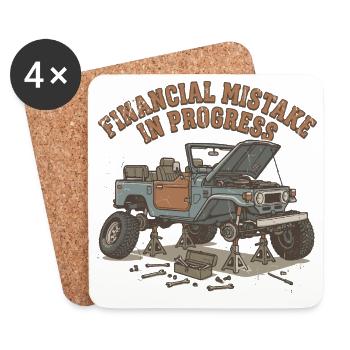 Financial Error In Progress | Mechanical Humor 4x4 - Coasters (set of 4) - white - Front