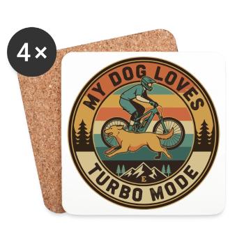 My Dog Loves Turbo Mode E-MTB Retro - Coasters (set of 4) - white - Front