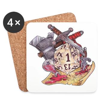 Rollenspiel Tabletop D20 Würfel Geschenk Fail - Untersetzer (4er-Set) - Weiß - Vorne