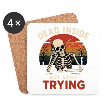 Dead Inside Bürohumor Skelett - Untersetzer (4er-Set) - Weiß - Vorne