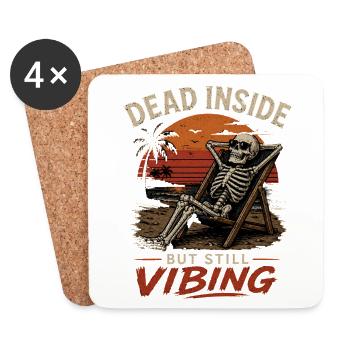 Dead Inside Still Vibing Skeleton - Coasters (set of 4) - white - Front