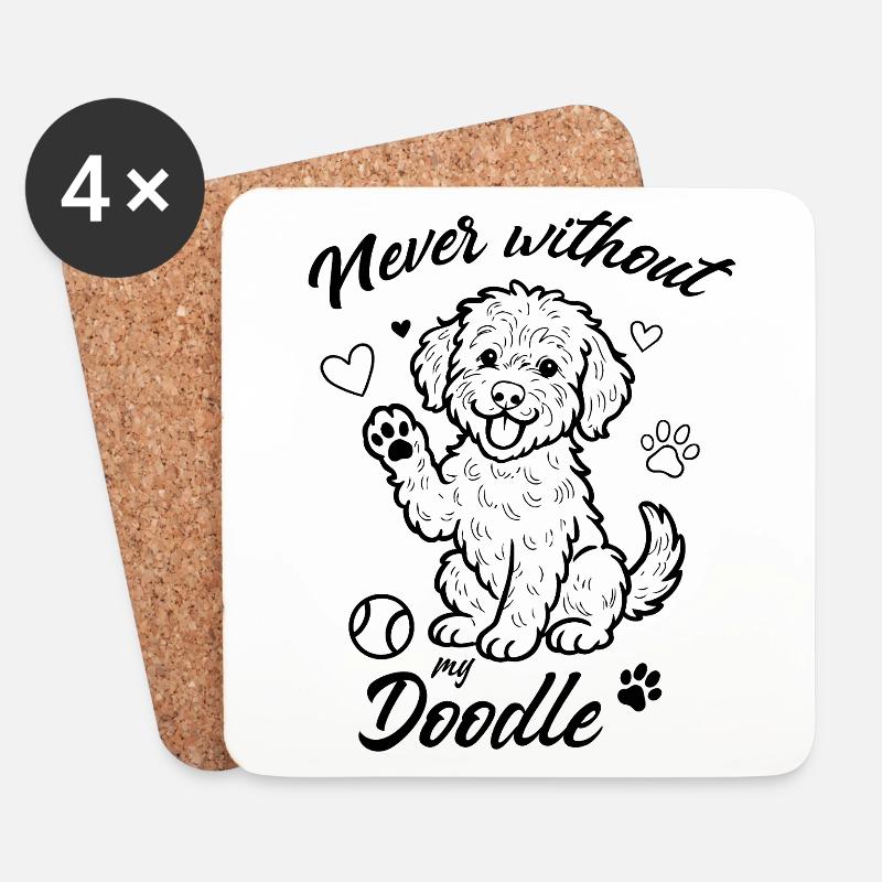 Never without my Doodle - Coasters (set of 4) - white