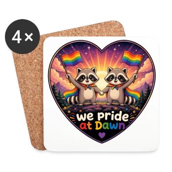 We Pride at Dawn Raccoon Pride Heart - Coasters (set of 4) - white - Front