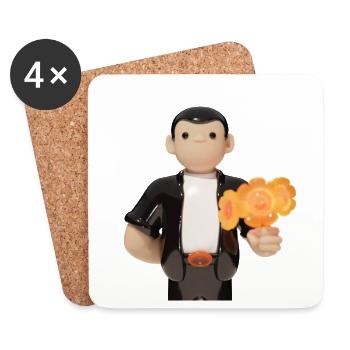 Toy Figurine with Orange Bouquet - Coasters (set of 4) - white - Front