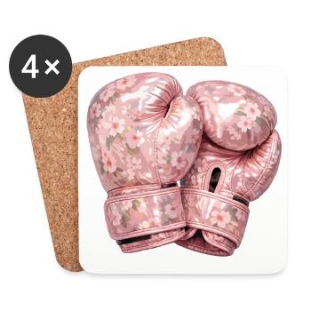 Floral boxing gloves - Coasters (set of 4) - white - Front