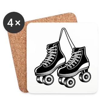Patins à roulettes suspendus - Dessous de verre (lot de 4) - blanc - Devant