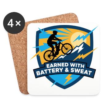 Earned With Battery & Sweat MTB Badge - Coasters (set of 4) - white - Front