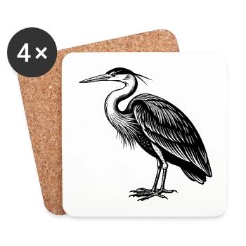 Great Blue Heron Bird - Coasters (set of 4) - white - Front