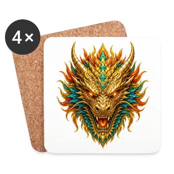Golden Dragon Head Blaze - Coasters (set of 4) - white - Front