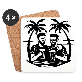 Fête de plage Palm Trees - Dessous de verre (lot de 4) - blanc - Devant