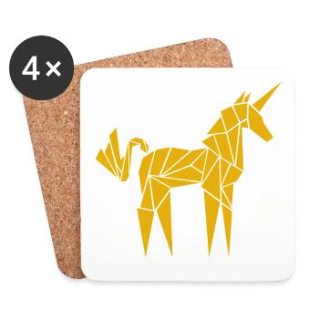 Licorne Origami - Dessous de verre (lot de 4) - blanc - Devant
