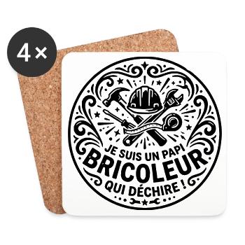 Je suis un papi bricoleur qui déchire  - Dessous de verre (lot de 4) - blanc - Devant