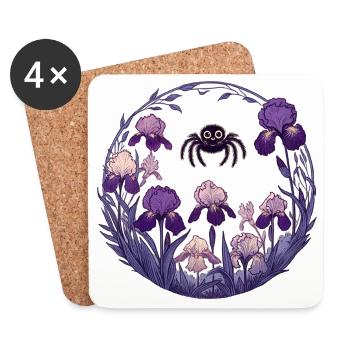 Iris Garden Spider Circle - Coasters (set of 4) - white - Front