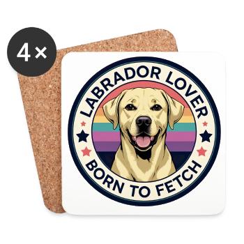 Labrador-Liebhaber, geboren zum Apportieren - Untersetzer (4er-Set) - Weiß - Vorne