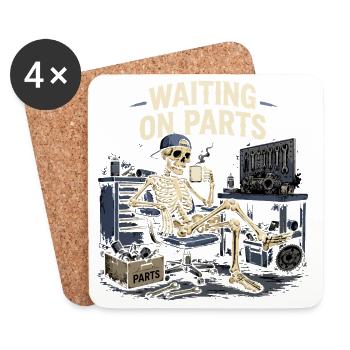 En Attente De Pièces | Humour Bricolage Garage - Dessous de verre (lot de 4) - blanc - Devant