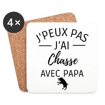 je peux pas j'ai chasse avec papa - Dessous de verre (lot de 4) - blanc - Devant