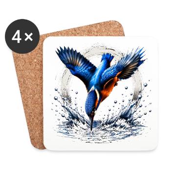 Eisvögler-Design - Untersetzer (4er-Set) - Weiß - Vorne