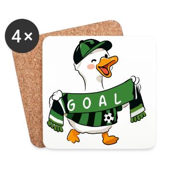 Fan de football pour célébrer un but drôle de l’oie au football - Dessous de verre (lot de 4) - blanc - Devant