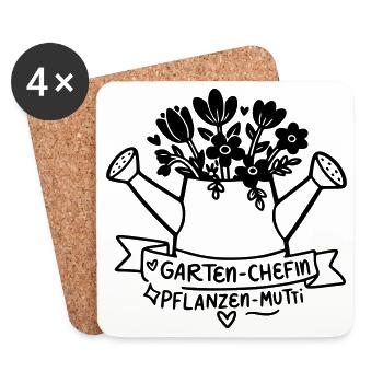 Gießkanne Garten Chefin Pflanzenmutti Gärtnerin - Untersetzer (4er-Set) - Weiß - Vorne
