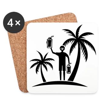 Fête de plage Palm Tree Symbol, - Dessous de verre (lot de 4) - blanc - Devant