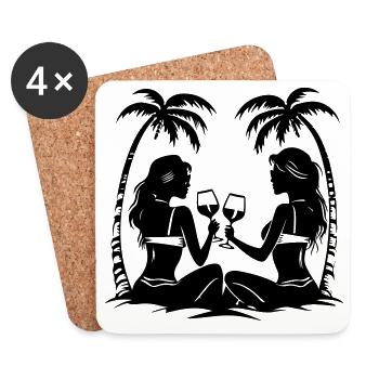 Vacationers Girls Party Palm Trees - Coasters (set of 4) - white - Front