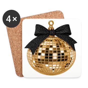 Boule disco avec arc - Dessous de verre (lot de 4) - blanc - Devant